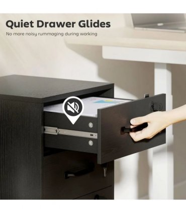 HOMCOM Three Drawer Wood-Effect Filing Cabinet - Black
