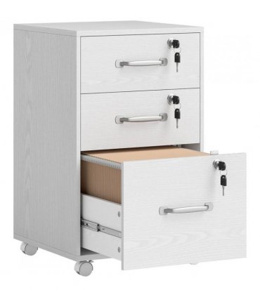 HOMCOM Three Drawer Wood-Effect Filing Cabinet - White