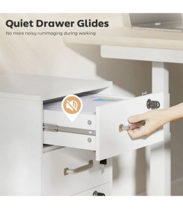 HOMCOM Three Drawer Wood-Effect Filing Cabinet - White