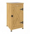 Outsunny Wooden Garden Shed, Garden Tool Storage Shed with Metal Top and Shelf, Light Brown