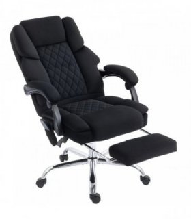 HOMCOM Office Chair with 6-point Vibration Massage and Heat, Fabric Desk Chair with Footrest, High Back, Black
