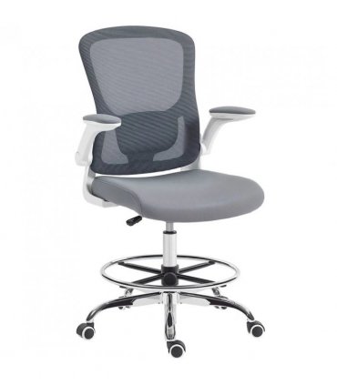 HOMCOM Draughtsman Chair, with Adjustable Lumbar - Charcoal Grey