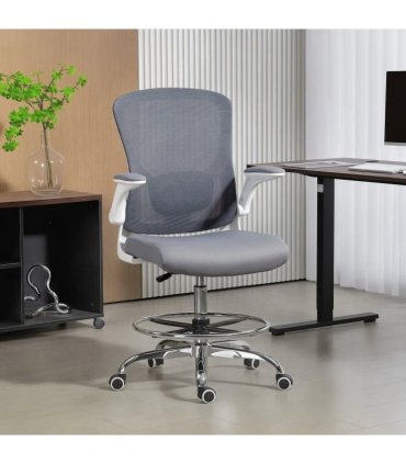 HOMCOM Draughtsman Chair, with Adjustable Lumbar - Charcoal Grey