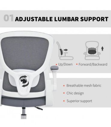 HOMCOM Draughtsman Chair, with Adjustable Lumbar - Charcoal Grey