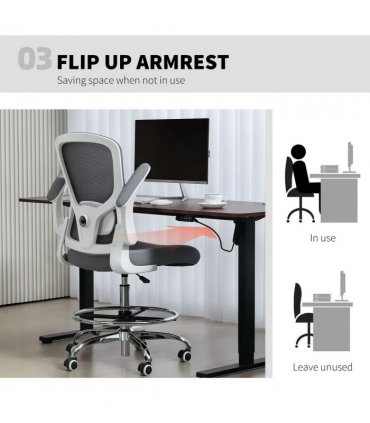 HOMCOM Draughtsman Chair, with Adjustable Lumbar - Charcoal Grey