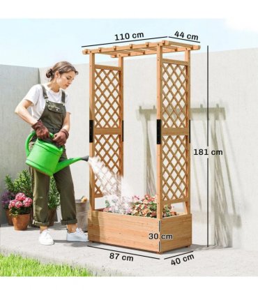 Outsunny Fir Wood 110 x 44 cm Planter and Trellis Garden Bed