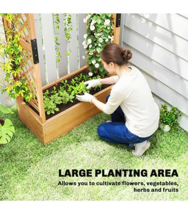 Outsunny Fir Wood 110 x 44 cm Planter and Trellis Garden Bed