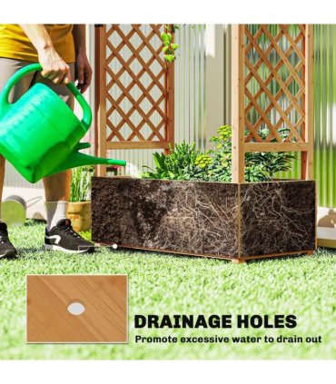 Outsunny Fir Wood 110 x 44 cm Planter and Trellis Garden Bed