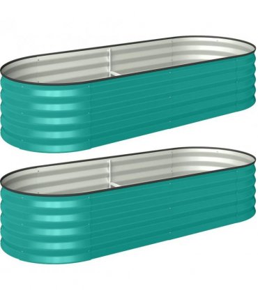 Outsunny Set of Two 150 x 60cm Steel Planters - Green