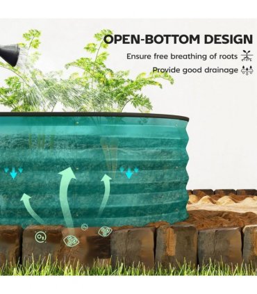 Outsunny Set of Two 150 x 60cm Steel Planters - Green