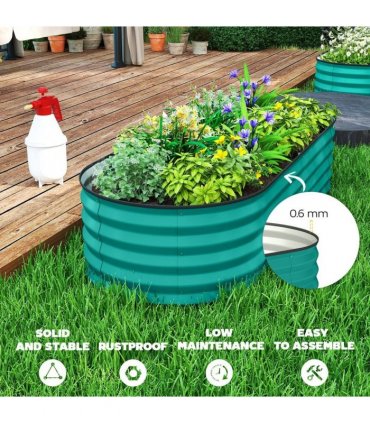 Outsunny Set of Two 150 x 60cm Steel Planters - Green