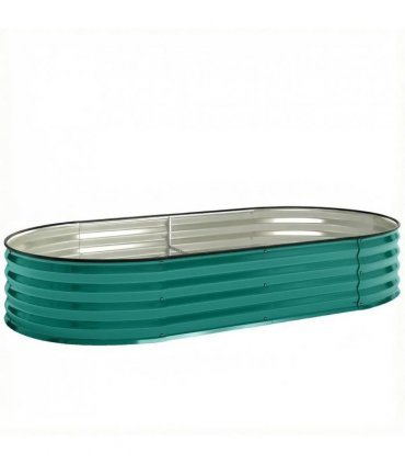 Outsunny Galvanised Raised Garden Bed, Metal Planter Box with Safety Edging, for Flowers, Herbs, Succulents, Light Green