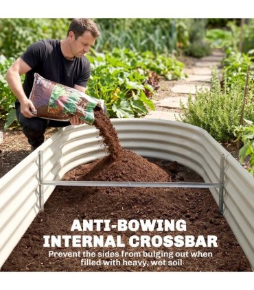 Outsunny Galvanised Raised Garden Bed, Metal Planter Box with Safety Edging, for Flowers, Herbs, Succulents, Light Green