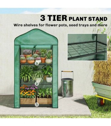 Outsunny Three-Tier Mini Greenhouse - Green