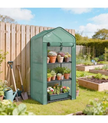 Outsunny Three-Tier Mini Greenhouse - Green