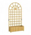 Outsunny Wooden Raised Planter with Trellis, Raised Bed for Garden with Lattice and Drainage Holes for Climbing Plants