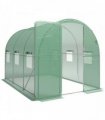 Outsunny 2 x 3 m Walk-in Polytunnel Greenhouse with Hinged Door and 6 Roll Up Mesh Windows, Garden Tunnel Warm House Tent, Green