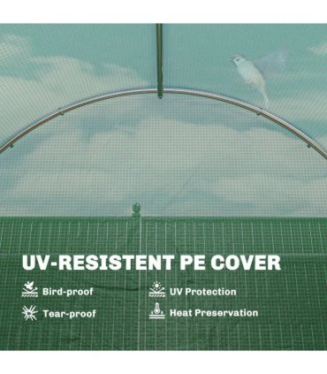 Outsunny 2 x 3 m Walk-in Polytunnel Greenhouse with Hinged Door and 6 Roll Up Mesh Windows, Garden Tunnel Warm House Tent, Green