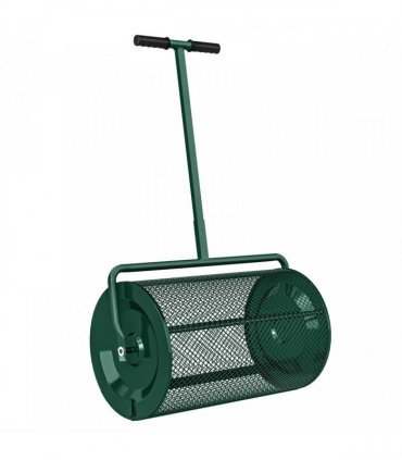 Outsunny Compost Spreader, 24" Peat Moss Spreader with Height Adjustable T Shaped Handle and Metal Mesh Basket, Garden Spreader for Seeding, Spreading Manure, Green