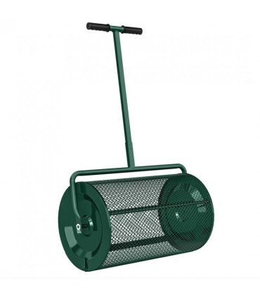 Outsunny Compost Spreader, 24" Peat Moss Spreader with Height Adjustable T Shaped Handle and Metal Mesh Basket, Garden Spreader for Seeding, Spreading Manure, Green