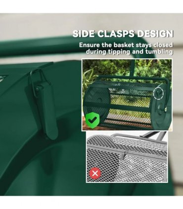 Outsunny Compost Spreader, 24" Peat Moss Spreader with Height Adjustable T Shaped Handle and Metal Mesh Basket, Garden Spreader for Seeding, Spreading Manure, Green