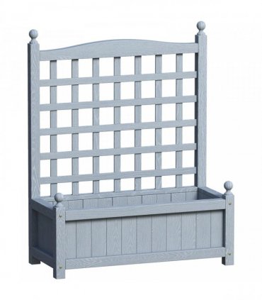 Outsunny Garden Planters with Trellis for Climbing Vines, Wood Raised Beds for Garden, Flower Pot, Indoor Outdoor, Grey