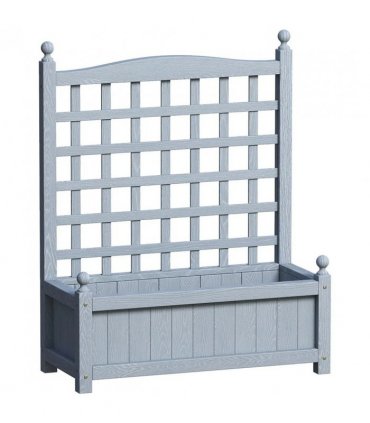 Outsunny Garden Planters with Trellis for Climbing Vines, Wood Raised Beds for Garden, Flower Pot, Indoor Outdoor, Grey