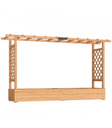 Outsunny Raised Planter with Trellis, Wooden Raised Bed for Garden with Hanging Roof and Drainage Holes, Outdoor Planter Box