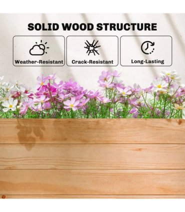 Outsunny Raised Planter with Trellis, Wooden Raised Bed for Garden with Hanging Roof and Drainage Holes, Outdoor Planter Box