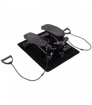 HOMCOM Portable Mini Stepper, Exercise Fitness Machine for Legs Arms Thigh Toner Toning Machine, Stair Steps Workout Training Fitness, w/ Resistance Bands and Floor Mat, Black