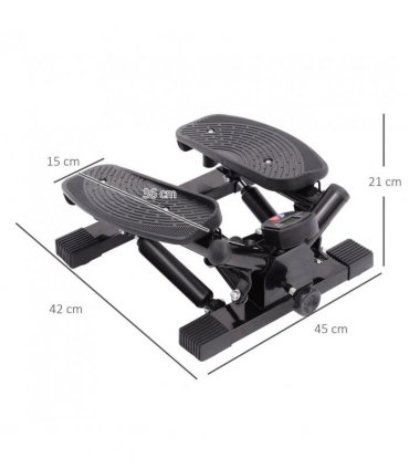 HOMCOM Portable Mini Stepper, Exercise Fitness Machine for Legs Arms Thigh Toner Toning Machine, Stair Steps Workout Training Fitness, w/ Resistance Bands and Floor Mat, Black