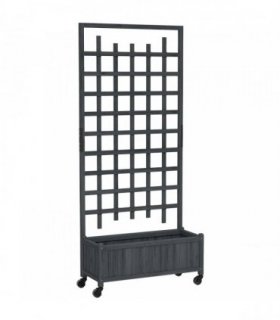 Outsunny Wooden Trellis Planter, Raised Garden Bed with Wheels, to Climb and Grow Vegetables, Herbs and Flowers, Grey