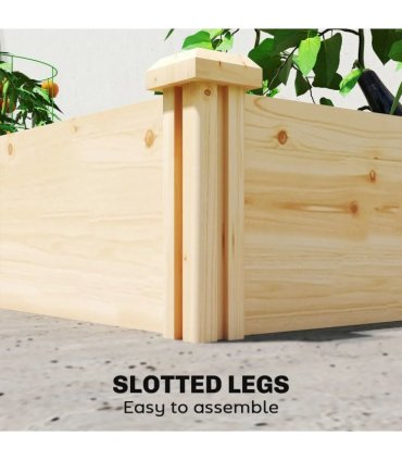 Outsunny Raised Garden Bed, Wooden Planter Box with Divider and Open Bottom for Flowers, Herbs, Vegetables, DIY Painting