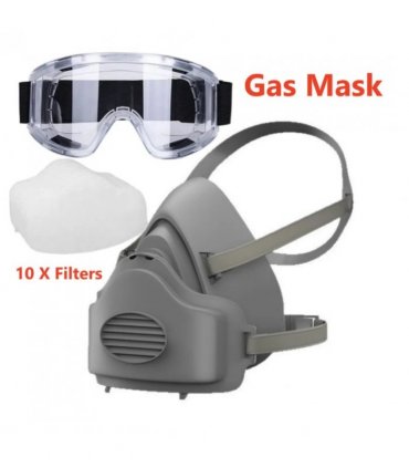 3200 Face Mask Half Face Cover Respirator Filter Reusable Facepiece With Goggles