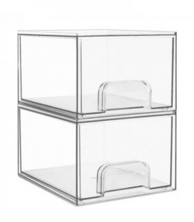 2 Pack Clear Small Stackable Storage Drawers Acrylic Makeup Organiser