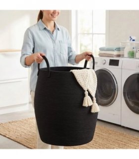 65L Laundry Basket Folding Bin Bag Hamper Dirty Washing Clothes Storage Handle-Black