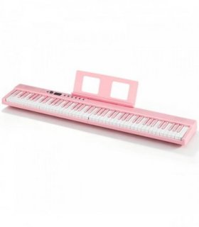 GPPS01-106 88 Key Folding Piano Semi-Weighted Standard Keyboards Digital Piano with MIDI Bluetooth, Handbag，Headphone，for Piano Lover Pink color