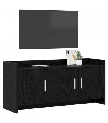 vidaXL TV Cabinet 102 x 33 x 47 cm Black Oak Engineered Wood