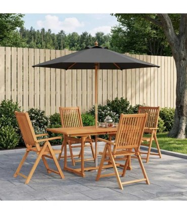 vidaXL Outdoor Dining Set with Parasol 6 pcs 4-Seaters