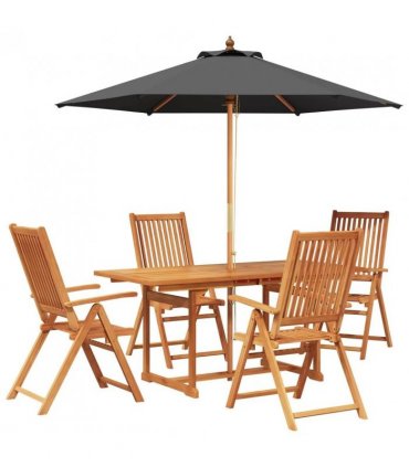 vidaXL Outdoor Dining Set with Parasol 6 pcs 4-Seaters