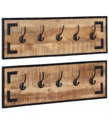 vidaXL Coat Racks 2 pcs 80x8x25 cm Solid Rough Wood Mango