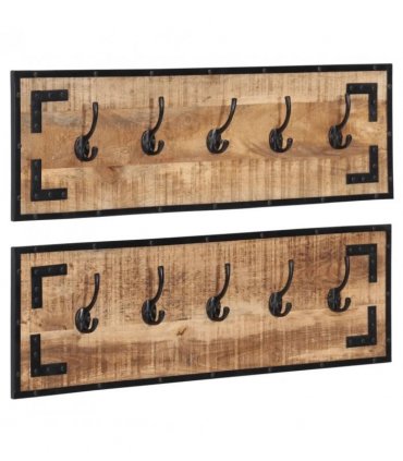 vidaXL Coat Racks 2 pcs 80x8x25 cm Solid Rough Wood Mango