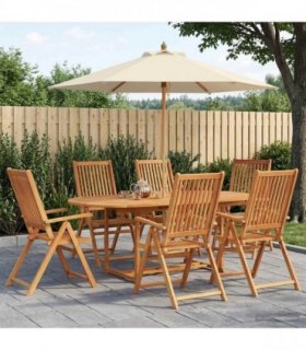 vidaXL Outdoor Dining Set with Parasol 8 pcs 6-Seaters