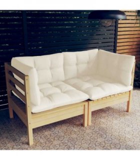 vidaXL 2-Seater Garden Sofa with Cream Cushions Solid Pinewood
