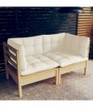 vidaXL 2-Seater Garden Sofa with Cream Cushions Solid Pinewood