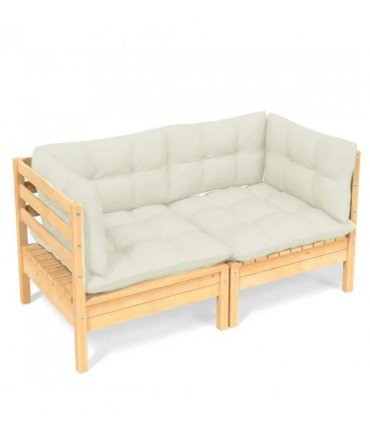 vidaXL 2-Seater Garden Sofa with Cream Cushions Solid Pinewood