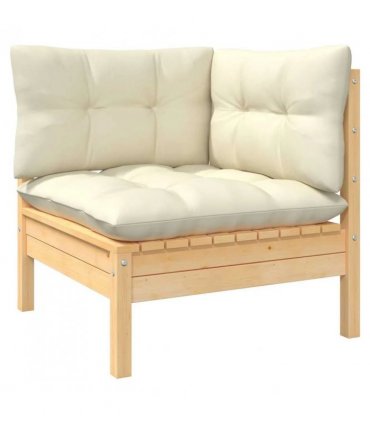 vidaXL 2-Seater Garden Sofa with Cream Cushions Solid Pinewood