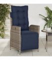 vidaXL Reclining Garden Chair with Footrest Grey Poly Rattan