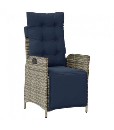 vidaXL Reclining Garden Chair with Footrest Grey Poly Rattan