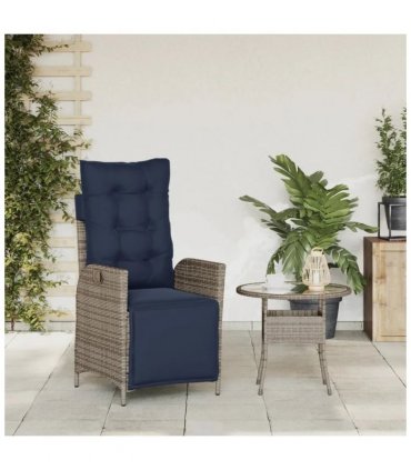 vidaXL Reclining Garden Chair with Footrest Grey Poly Rattan